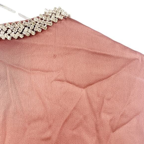 MAC DUGGAL Dress Size 0 Evening Gown Rhinestone Collar Pink Mauve NEW Mini FLAW - Picture 6 of 8